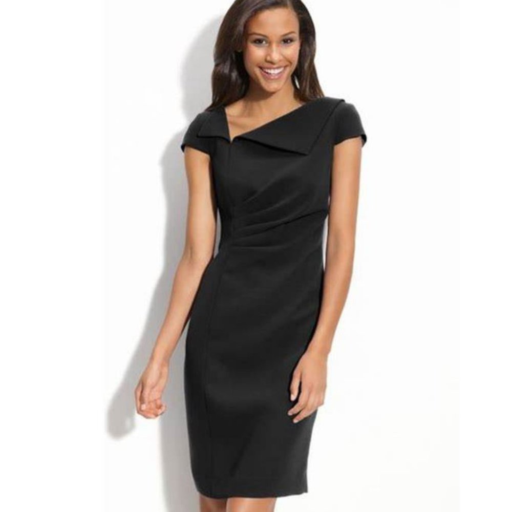 Tahari Asymmetrical Cap Sleeve Dress